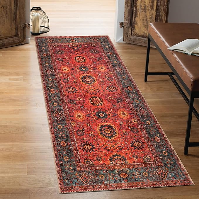 Keen Home Design 2x7 Rug - Machine Washable Runner Rug with Non-Slip Backing, Ideal for Hallway, Entryway, Kitchen, Laundry Room - Vintage, Easy Clean, Durable, Low Pile Rug - (2'6" x 7')-Ruum Studio Home