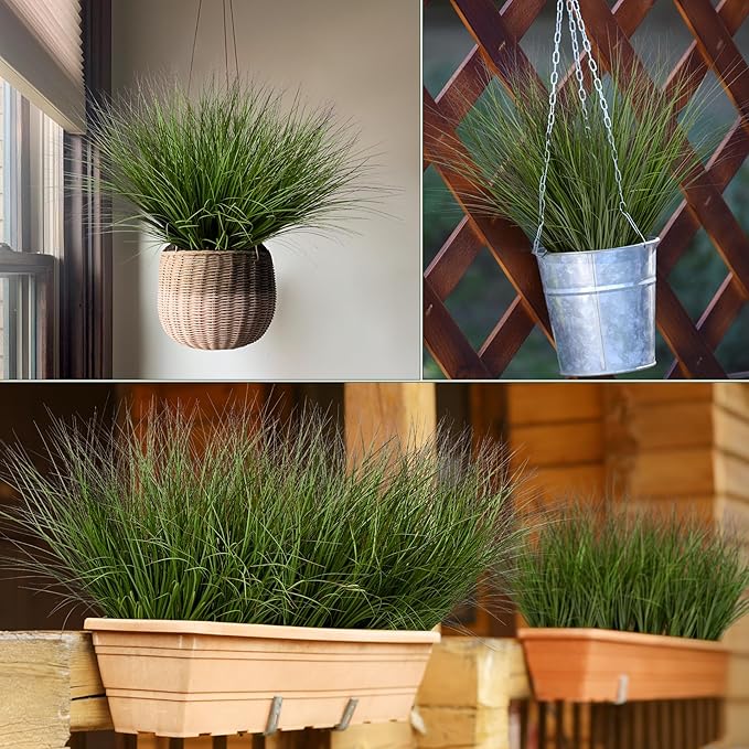 32PCS 17.3" Fake Plants Artificial Wheat Grass Greenery Plastic Plants Fake Grass Artificial Plants for Outdoor Decor Artificial Grass Plant with Greenery Stems for Indoor Home Decoration-Ruum Studio Home