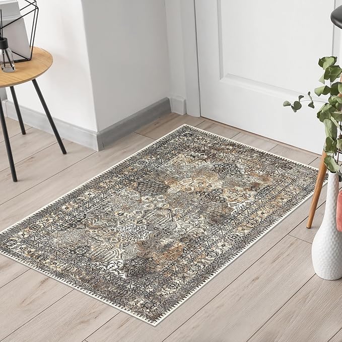 Keen Home Design 2x3 Rug - Machine Washable Entry Rug with Non-Slip Backing, Ideal for Enteryway, Kitchen, Bathroom, Laundry Room - Vintage, Easy Clean, Durable, Low Pile Rug - (2' x 3')-Ruum Studio Home