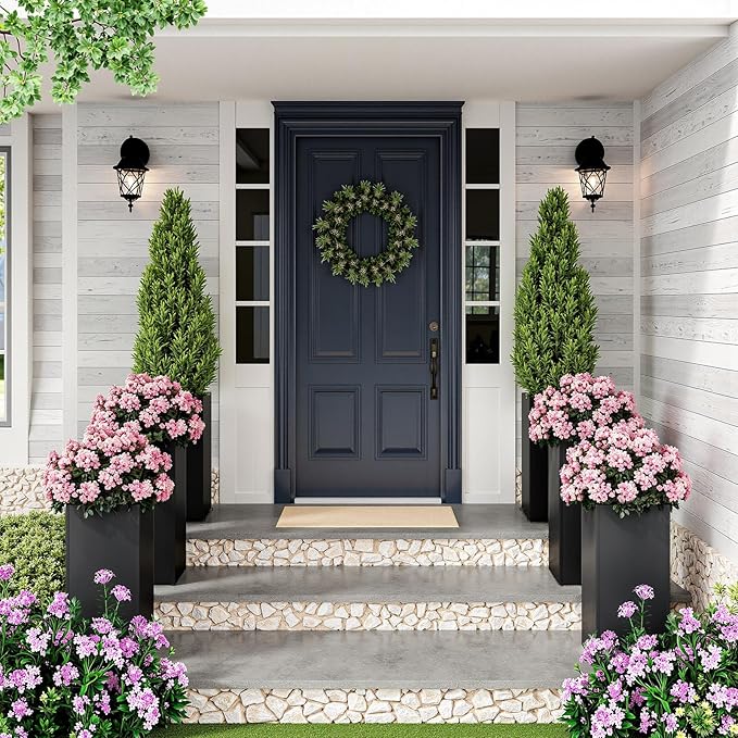 Set of 2 Planter Box Outdoor 30"H x 14.4"W x 13.6"D- Tall Planters for Outdoor Patio/Porch, All-Weather with Anti-dumping Kit, Durable Galvanized Steel, Modern Design for Plants, Flower, Garden-Ruum Studio Home