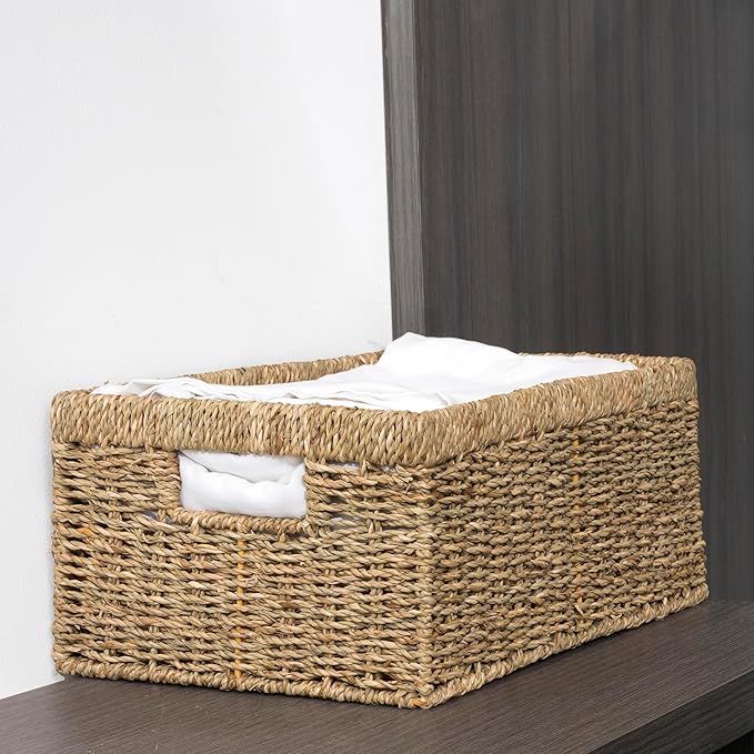 CENBOSS Wicker Baskets (Large, Seagrass, 1PC) Rattan Storage Baskets for Shelves, Woven Seagrass Holder-Ruum Studio Home