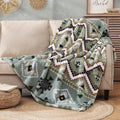 CASAAGUSTO Boho Sherpa Blanket, Aztec Twin Blanket,Ultra Soft, Warm, Cozy, Plush, Thick Fleece Throw Blanket for Couch, Bed, Sofa (Olive Green 60 * 80 Inch)-Ruum Studio Home