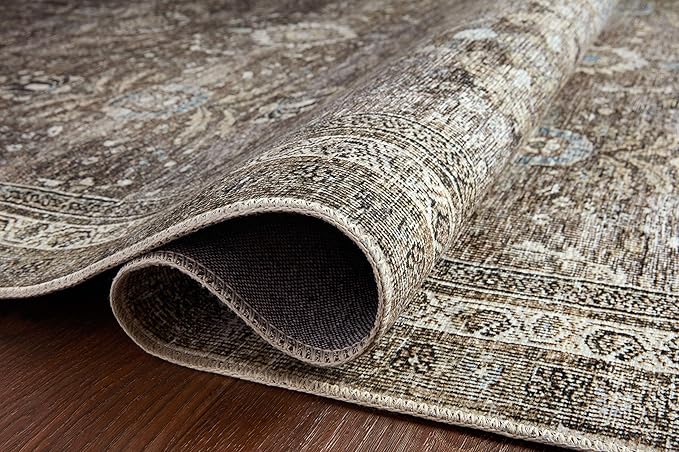 Loloi Layla Collection LAY-13 Antique/Moss 2'-6" x 7'-6" .13" Thick Runner Rug, Soft, Durable, Vintage Inspired, Distressed, Low Pile, Non-Shedding, Easy Clean, Printed, Living Room Rug-Ruum Studio Home