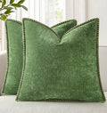 decorUhome Fall Chenille Soft Throw Pillow Covers 16x16 Set of 2, Farmhouse Velvet Neutral Decorative Euro Pillow Covers with Stitched Edge for Couch Sofa Bed Home Decor, Forest Elf-Ruum Studio Home