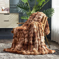 Cozy Bliss Faux Fur Throw Blanket for Couch, Fuzzy Soft Plush Thick Bubble Blanket for Sofa Bedroom Living Room, 50 * 60 Inches Tie Dye Brown-Ruum Studio Home