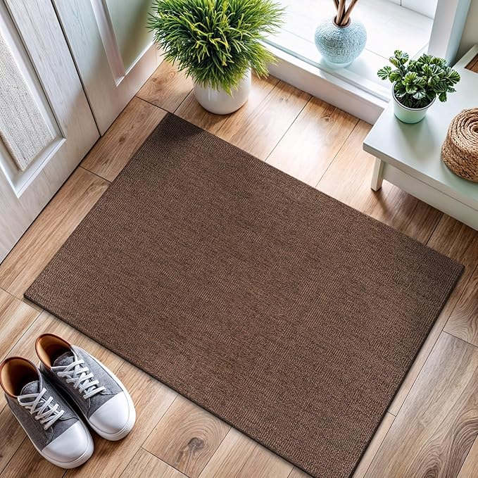 CAMILSON Easy Jute Rug 2x3, Indoor Outdoor Brown Color Fiber Area Rugs for Living Room and Kitchen Rug, Solid Boho Woven Design, Easy-Cleaning, Washable Outside Carpet Alfombras (2 x 3)-Ruum Studio Home