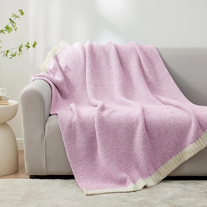 Snuggle Sac Light Purple Throw Blanket for Couch, Super Soft Warm Lavender Blankets Cozy Knit Fuzzy Plush Lightweight Throws for Sofa, Bed,Living Room, Heather Lilac, 50x60 inches-Ruum Studio Home