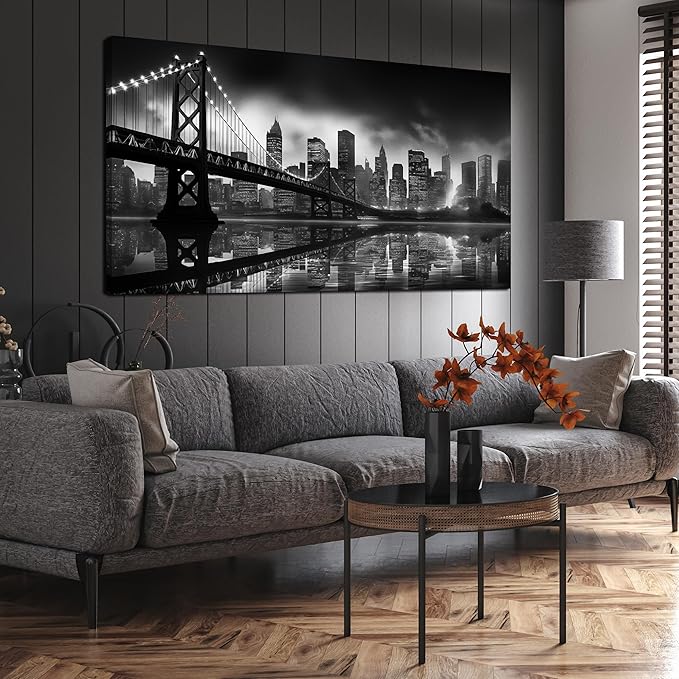 Brooklyn Bridge Wall Art Large City Wall Decor for Living Room Office Wall Decor 29 x 59 Inch-Ruum Studio Home