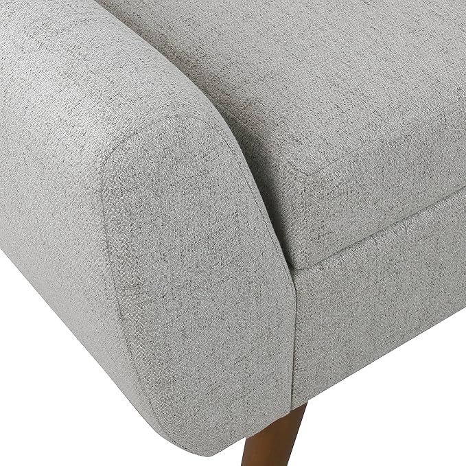 HomePop Modern Storage Bench with Wood Legs Home Décor|Bench with Storage for Living Room & Bedroom - Light Gray Woven-Ruum Studio Home