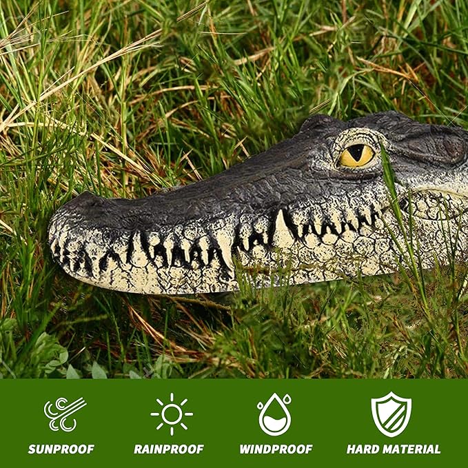 Floating Alligator Head,Alligator Head Decoy for Pool,Resin Crocodile Head for Swimming Pool and Pond,Deterrent Ducks,Predator,Heron etc,Outdoor Statues,Garden Home Decor Art-Ruum Studio Home