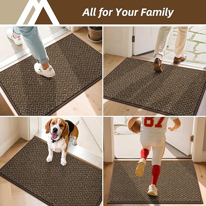 COSY HOMEER-Door-Mat 36"x60" Non Slip Absorbent Entryway Rugs Dirt Trapper Doormats Washable Entrance Mats Low Pile Welcome Floor Mat for Front Back Door and Entry Mats,Brown-Ruum Studio Home