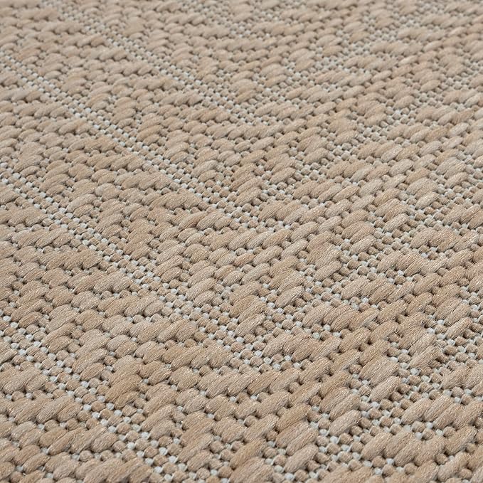 Adiva Rugs Outdoor Indoor Area Rug, Weather Resistant, Easy to Clean, Stain Resistant Floor Mat for Dining Room, Backyard, Deck, Patio (Natural Beige, 2'6" x 7')-Ruum Studio Home