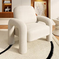 Modern Sherpa Accent Chair, Teddy Upholstered Arm Single Sofa, Cozy Fluffy Reading Chair for Living Room, Bedrooms, Corner (Cream White)-Ruum Studio Home
