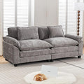 URRED Modular Sectional Sofa Comfy Cloud Couch, Modern Chenille Sofa Sleeper Deep Seat Couches with Ottoman/Pillows for Living Room (Gray, 82.6'')-Ruum Studio Home