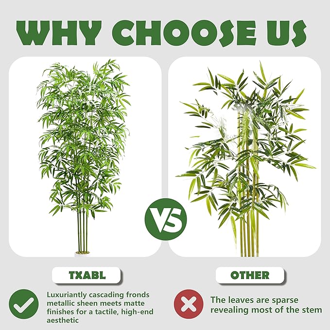 Artificial Tree Fake Plants, Artificial Bamboo Tree 7FT Tall in White Potted, Artificial Tree Indoor Decor Bamboo Silk Tree with Natural Wood Trunk, for Home Office Living Room Modern-Ruum Studio Home