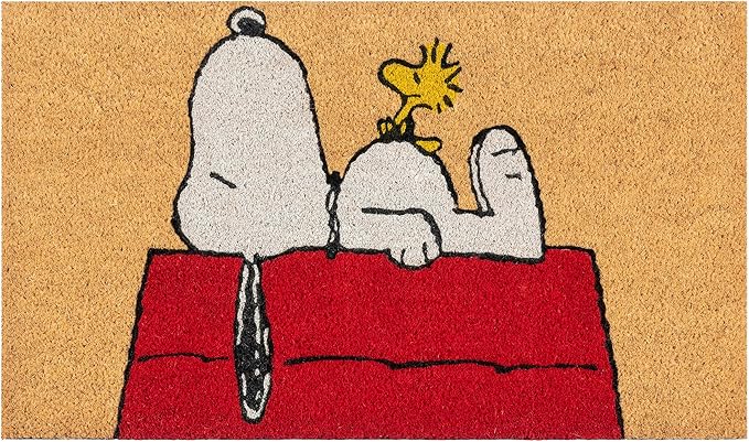 Gertmenian Peanuts Snoopy Coir Doormat - 2x3 Welcome Mat (2-Pack), Ideal for High Traffic Areas in Front Door, Garage, Entryway - House/Peanut Patch, 80003-Ruum Studio Home