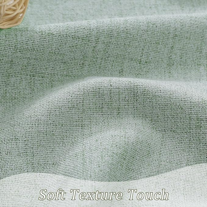 RAIN CITY Light Green Linen Blackout Curtains 72 Inch Long for Living Room,2 Panels Pinch Pleated Drape with Hooks Back Tab Boho Decor, Textured Full Black Out Curtains for Bedroom 50 x 72-Ruum Studio Home