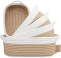 NaturalCozy 5-Piece Rectangle Storage Basket Set- Natural Cotton Rope Woven Baskets for Organizing! Small Basket for Montessori, Baby Nursery, Dog Toy Baskets, Cat Toy Box, Bathroom Organization Bin-Ruum Studio Home