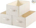 Linen Folding Storage Bins, 3 Pack Large Storage Baskets, Washable, Clothing Storage Bins with Handle, Closet Organizer for Storage Sweater,Sheets(Beige, 18½"x11" x8½")-Ruum Studio Home