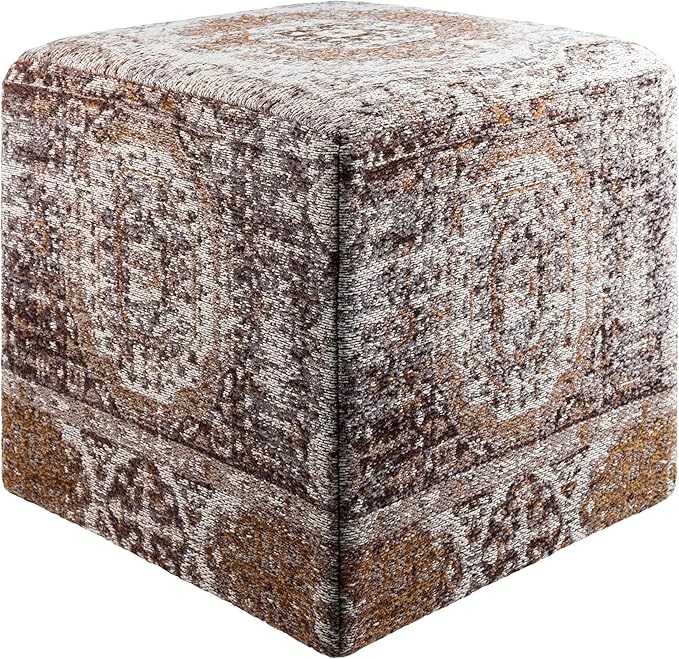 Mark&Day Pouf Ottoman, Kaltenleutgeben Traditional Camel Cube Pouf Foot Rest for Living Room, Bedroom and Boho Home Decor (18"x18"x18")-Ruum Studio Home
