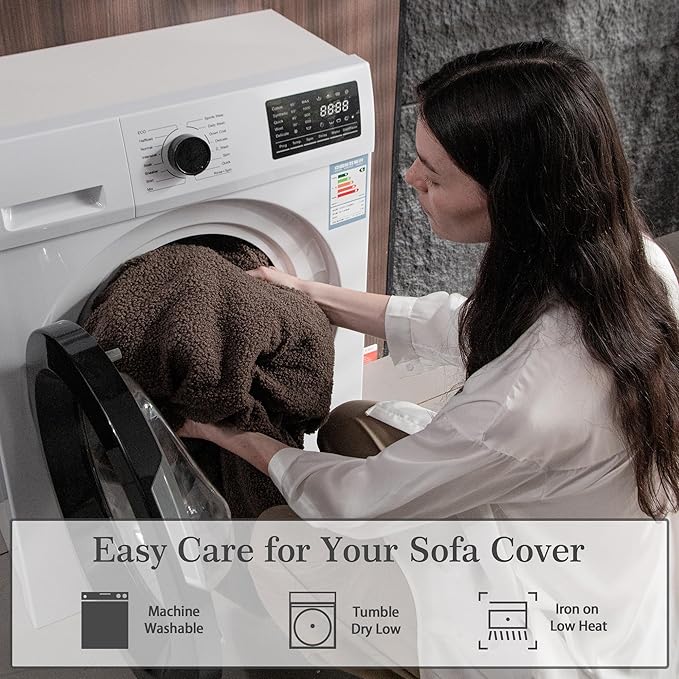 Couch Cushion Covers for Sectional Sofa, Stretch Soft Sofa Slipcovers Washable Wear-Resistant Universal Furniture Protector for Living Room(1 Piece Oversized Cover, Brown)-Ruum Studio Home