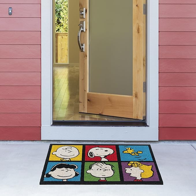 Gertmenian Peanuts Snoopy Coir Doormat - 2x3 Welcome Mat (2-Pack), Ideal for High Traffic Areas in Front Door, Garage, Entryway - House/Peanut Patch, 80003-Ruum Studio Home