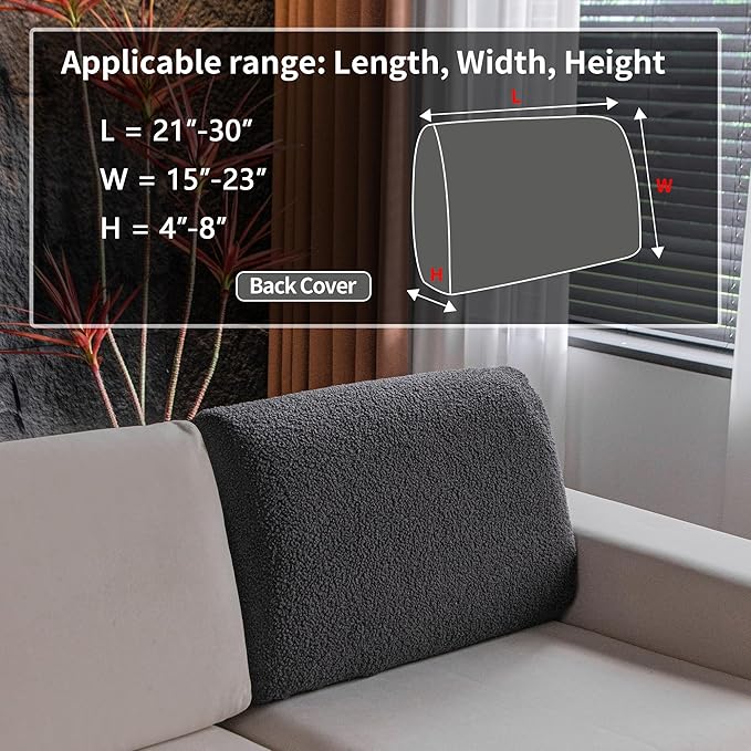 Couch Cushion Covers for Sectional Sofa, Stretch Soft Sofa Slipcovers Washable Wear-Resistant Universal Furniture Protector for Living Room(1 Piece Back Couch Cover, Dark Gray)-Ruum Studio Home