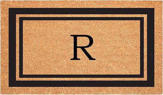 Calloway Mills 152963048R Black Border 30" x 48" Monogram Doormat Letter (R)-Ruum Studio Home