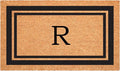 Calloway Mills 152962448 Black Border 24" x 48" Monogram Doormat (Letter R)-Ruum Studio Home