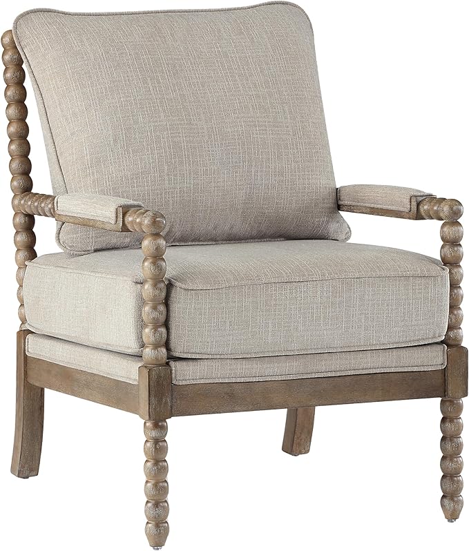 DUHOME Linen Fabric Spindle Accent Chairs Set of 2,Spool Chairs with High Resilience Spring Cushion and Armrest Pads, Leisure Armchair for Living Room Bedroom Farmhouse Home Office Belcony-Ruum Studio Home