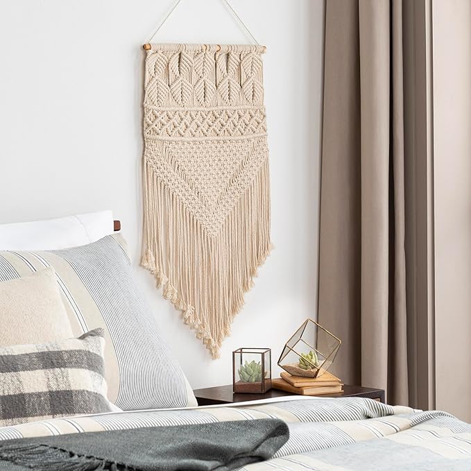 Mark&Day Wall Hanging, Tumeltsham Bohemian/Global Farmhouse Cream Tapestry Wall Hanging for Living Room, Bedroom, Office or Kitchen (31"H x 15"W)-Ruum Studio Home