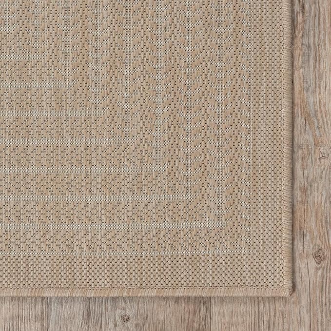 Adiva Rugs Outdoor Indoor Area Rug, Weather Resistant, Easy to Clean, Stain Resistant Floor Mat for Dining Room, Backyard, Deck, Patio (Natural Beige, 2'6" x 7')-Ruum Studio Home