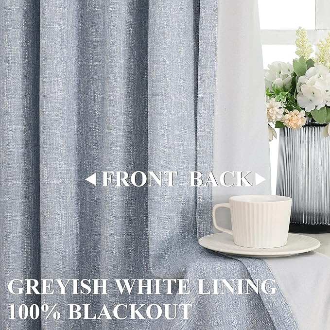 Vision Home Chambray Blue Pinch Pleated Full Blackout Curtains Room Darkening Window Curtains 84 inch for Living Room Bedroom Thermal Insulated Pinch Pleat Drapes with Hooks Back Tab 2 Panel 40"Wx84"L-Ruum Studio Home