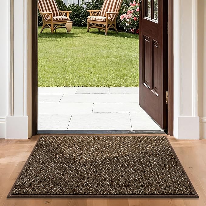COSY HOMEER-Door-Mat 24"x36" Non Slip Absorbent Entryway Rugs Dirt Trapper Doormats Washable Entrance Mats Low Pile Welcome Floor Mat for Front Back Door and Entry Mats,Brown-Ruum Studio Home
