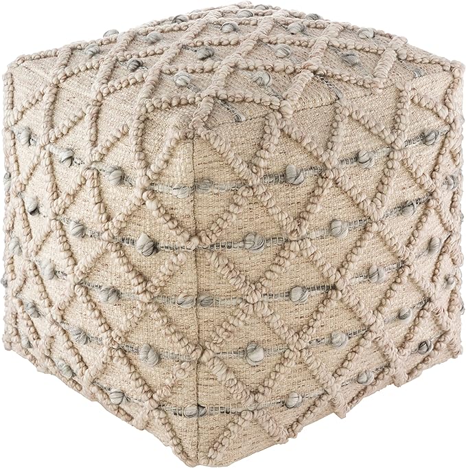 Mark&Day Pouf Ottoman, Paudorf Bohemian/Global Khaki Cube Pouf Foot Rest for Living Room, Bedroom and Boho Home Decor (18"x18"x18")-Ruum Studio Home
