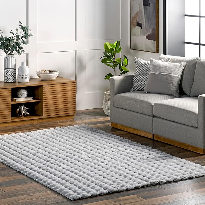 nuLOOM 3'9' x 6' Cozy Plush Area Rug, Machine Washable, Non-Slip, Soft Fluffy Shag Carpet for Living Room Bedroom Kids Room Nursery Home Decor, Jeni Silver-Ruum Studio Home