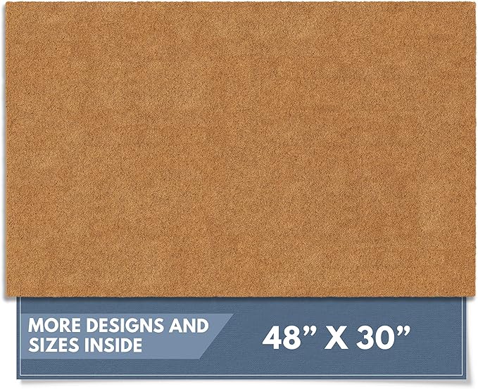 Barnyard Designs Natural Coco Coir Heavy Duty Backing Doormat - Large Cute Non-Slip Front Door Welcome Mat for Outside Entrance or Porch Entry, Brown (30x48, Plain Brown)-Ruum Studio Home