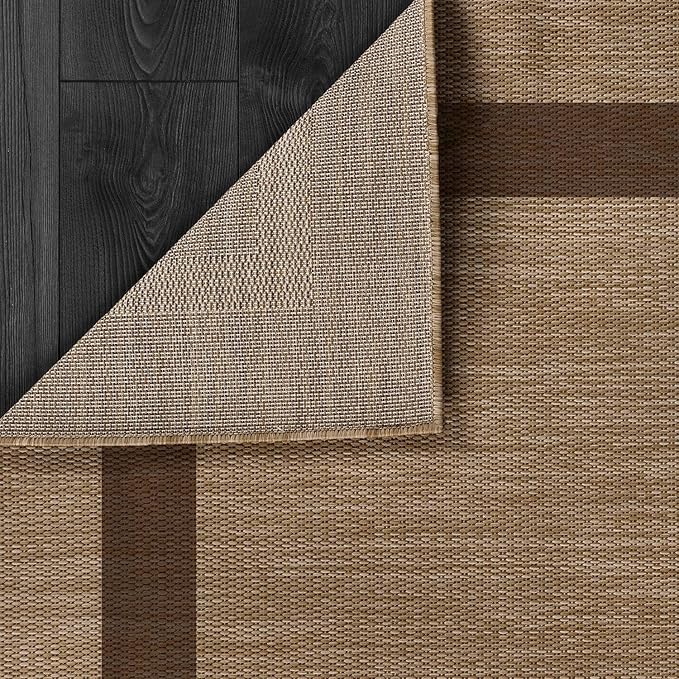 CAMILSON Outdoor Rug 8x10 - Modern Outside Rugs for Patios Porches Waterproof Durable Washable Non-Shedding, Easy-to-Clean Indoor Outdoor Area Carpet (8 x 10, Bordered - Jute)-Ruum Studio Home