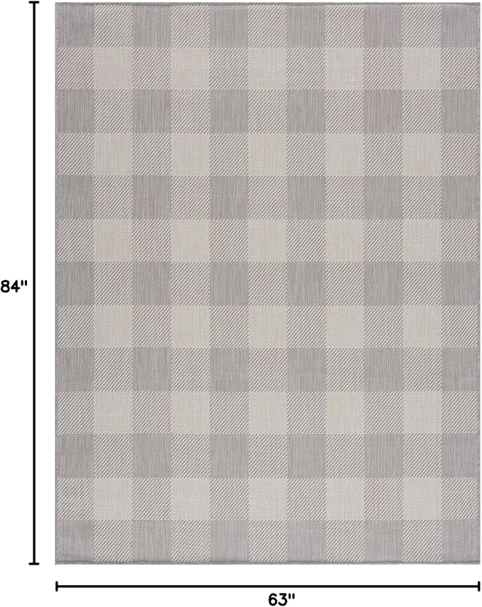 CAMILSON Outdoor Rug - Modern Area Rugs for Indoor and Outdoor Patios, Kitchen and Hallway mats - Easy Cleaning Non Shedding Washable Outside Carpet (5x7, Buffalo - Grey/White)-Ruum Studio Home
