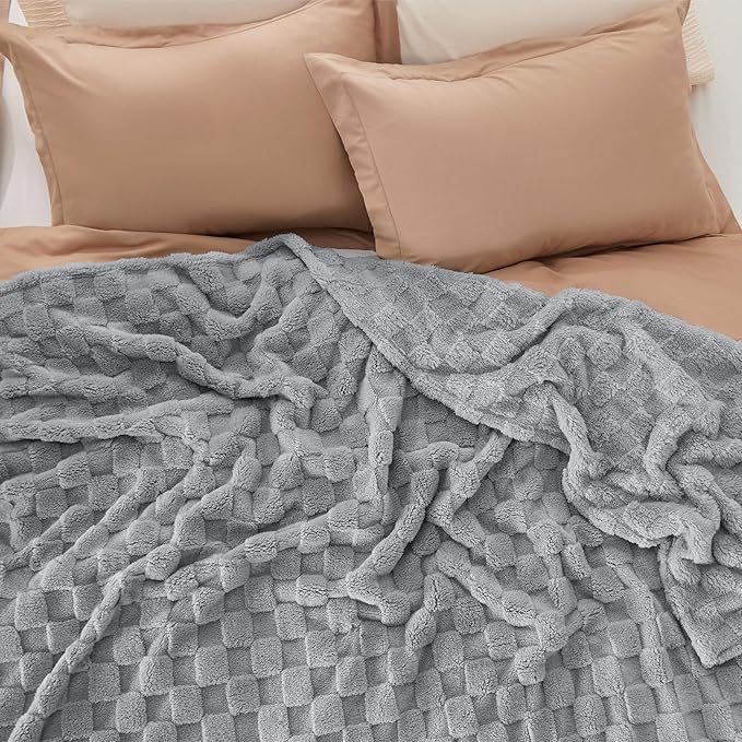 Bedsure GentleSoft Blankets Queen Size for Bed - Super Soft Cozy Blanket for Women Men Girls, Large Fuzzy Fleece Throw for Bedroom Decor, Silver Grey, 90x90 Inches-Ruum Studio Home