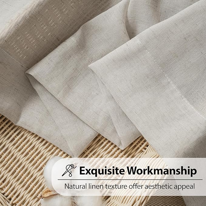 FMFUNCTEX Linen Sheer Curtains for Bedroom, Grey Curtains 84 inches Long for Living Room, Gray Farmhouse French Flax Blend Window Draperies, Rod Pocket 2 Panels Set-Ruum Studio Home