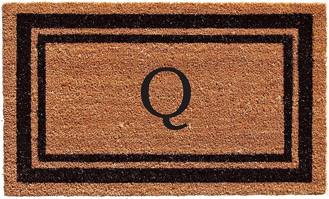 Calloway Mills 152963672Q Black Border 36" x 72" Monogram Doormat Letter (Q)-Ruum Studio Home