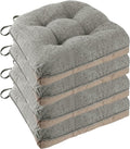 Non Slip Chair Cushions for Dining Chairs Set of 4 Kitchen Chair Cushions 18"x18"x3" Turfted Chair Pads Comfortable and Soft Seat Cushion with Ties, Light Grey-Ruum Studio Home