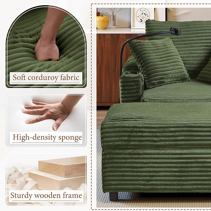 Accent Chair with Storage Ottoman Upholstered Living Room Chairs for Reading Chair with Chaise Lounge Chairs Indoor, Comfortable Armchair for Bedroom-Ruum Studio Home