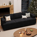 3 Seater Corduroy Couch for Living Room, 89” Black Cloud Sofa, Deep Seat Floor Couch for Bedroom, Futon Modern Sofa Sectional Bed, Black Corduroy-Ruum Studio Home