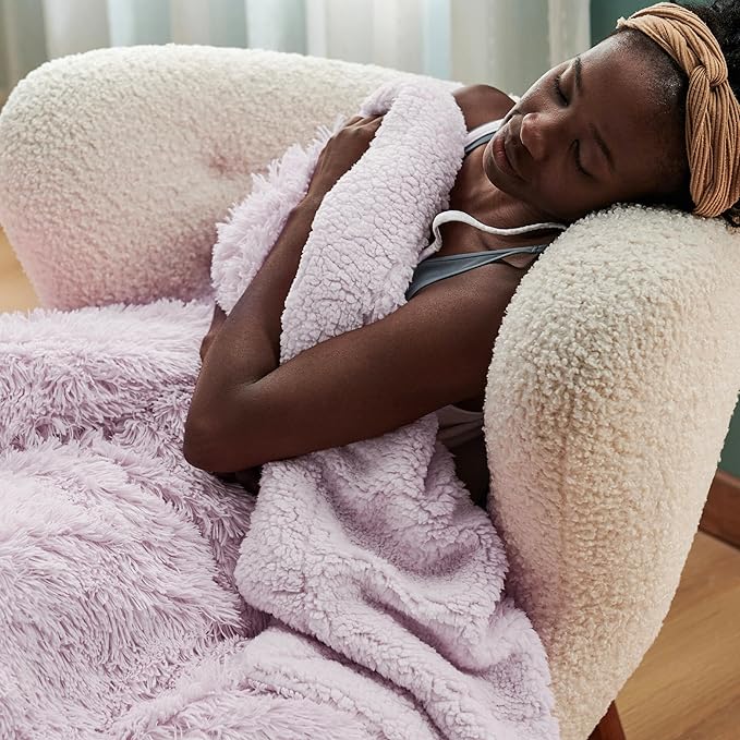 Bedsure GentleSoft Fuzzy Sherpa Faux Fur Twin Blanket Lavender Purple Cozy Gifts for Women Men, Soft Fleece Plush Warm Thick Blanket Twin Size for Bed, Room Dorm Essentials Purple Decor Gifts, 60x80-Ruum Studio Home