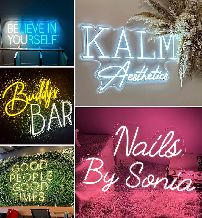 Custom Neon Sign, Custom LED Neon Sign Customizable for Business Salon Beauty Nail Studios Light Up Name Sign, Personalized Neon Light Suitable for Bar Bakeries Coffee Shop Decorations-Ruum Studio Home