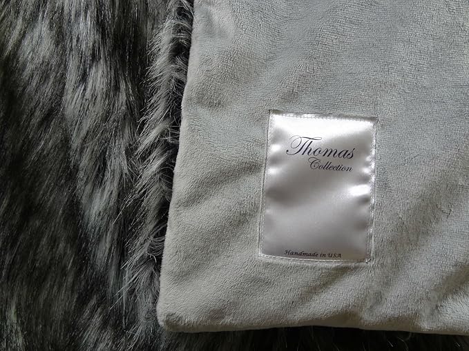 Exotic Siberian Husky Faux Faur Throw Blanket - Gray White Black Husky Fur - Gray Faux Fur Throw Blanket - Luxury Soft Faux Fur, Handmade in US, 16411-Ruum Studio Home
