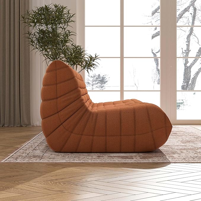 Bean Bag Chair, Oversized Fireside Chair Bean Bag Sofa Large Bean Bag Chair for Adults, 3 Seater Bean Bag Chairs for Teens with High Density Comfortable Foam, Bean Bag for Living Room, Bedroom(Orange)-Ruum Studio Home