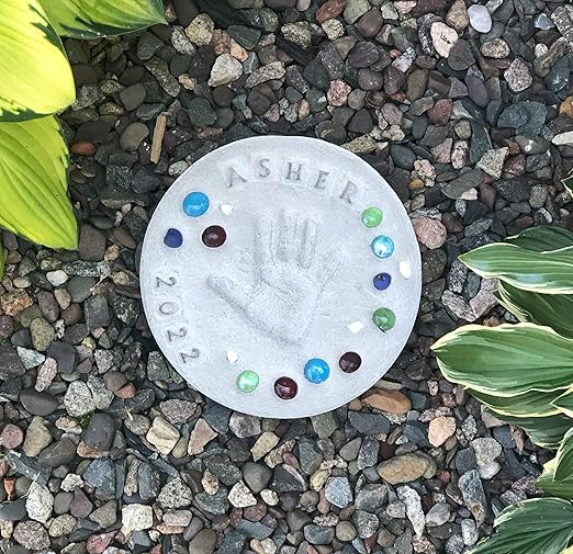 Large DIY Stepping Stone Kit, Handprint Stepping Stone, Mother's Day Gift, Footprint Stepping Stone (10 Inch)-Ruum Studio Home